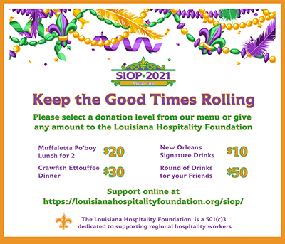 Donation "menu" for the Louisiana Hospitality Foundation